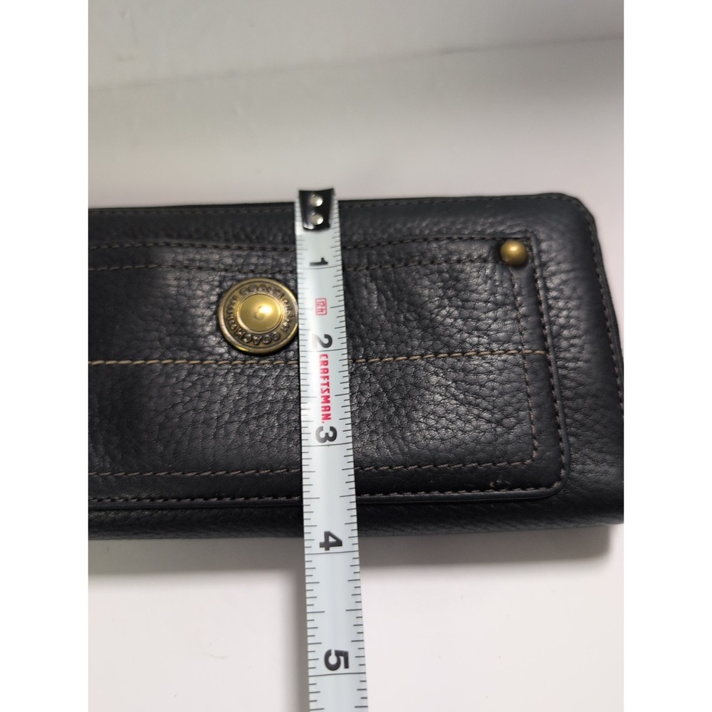 Vintage Coach Zip Around Wallet Black Pebbled Leather - Picture 8 of 9